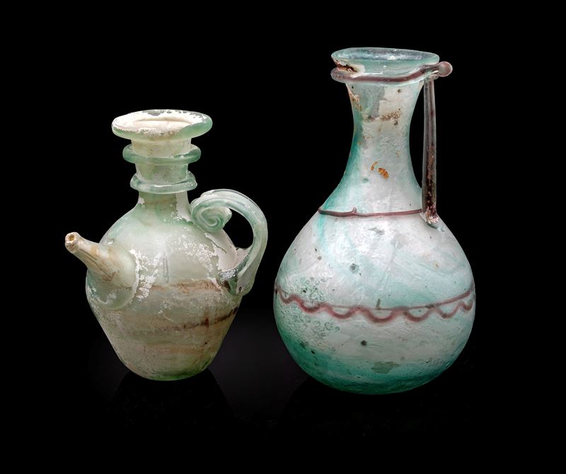 Vetreria Cenedese, Coppia di vasi in vetro di Murano, modello Scavo