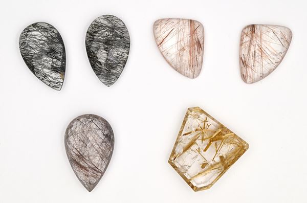 Lotto di sei quarzi rutilati