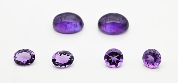 Lotto di tre coppi di ametiste