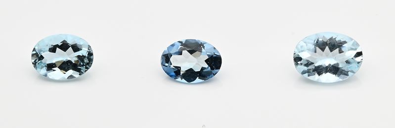 Lotto di 3 acquamarine in taglio ovale