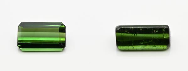 Coppia di tormaline verdi in taglio ottagonale