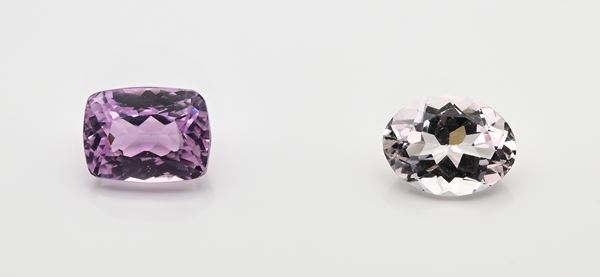 Lotto di kunsite e morganite in taglio ovale e cuscino