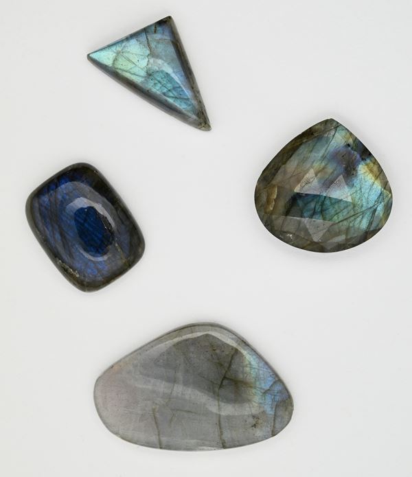 Lotto di 4 labradoriti in taglio fantasia