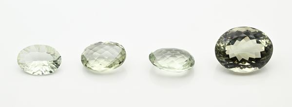 Lotto di 4 prasioliti in taglio ovale