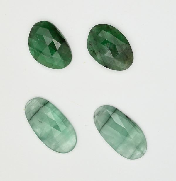 Lotto di 2 coppie di smeraldo massivo