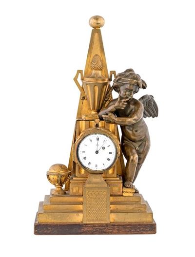 Orologio da Tavolo in Bronzo Dorato e Brunito