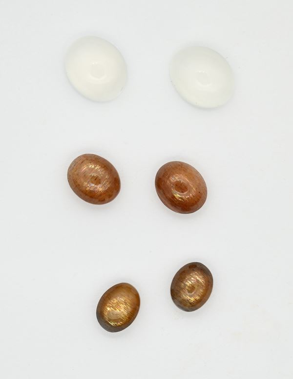 Lotto di 3 pietre di luna in taglio cabochon di forma ovale