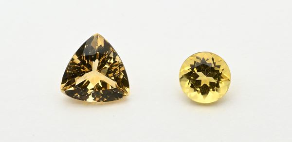Due eliodoro una in taglio trillion e una in taglio rotondo brillante