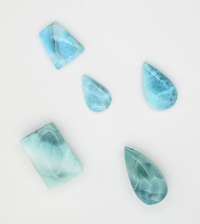 Lotto di 5 larimar dominicane, pietre preziose