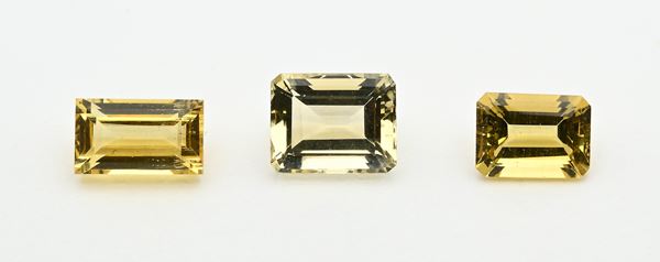 Lotto di 3 eliodoro taglio smeraldo