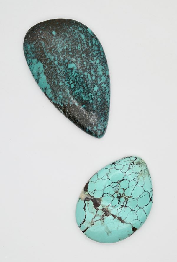 Lotto di 2 turchesi a goccia