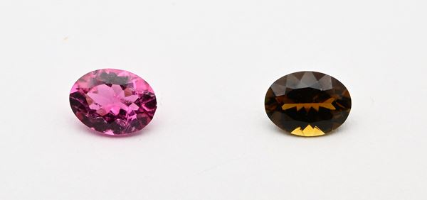 Due tormaline in taglio ovale, una rosa e una brown   - Auction Time Auction -  Gems of a Thousand Colors - Casa d'Aste Arcadia