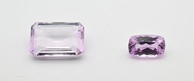 Kunzite, Lotto di due pietre in taglio a gradini (ct. 16,70 complessivi)