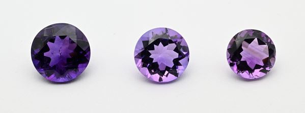 Lotto di 3 ametiste in taglio rotondo brillante