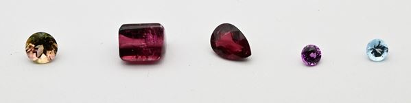 Lotto di 5 tormaline multicolor in tagli assortiti