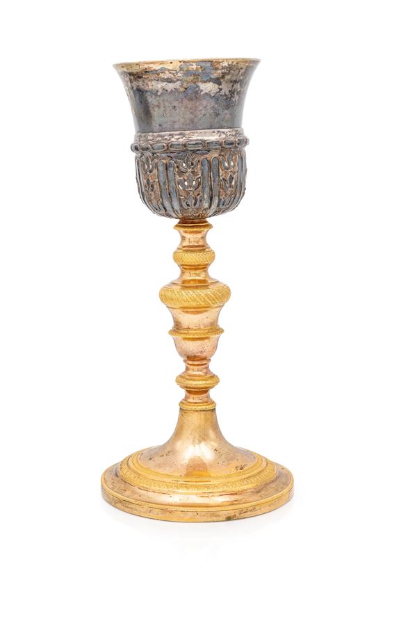 Calice liturgico in argento e rame dorato, XVIII secolo