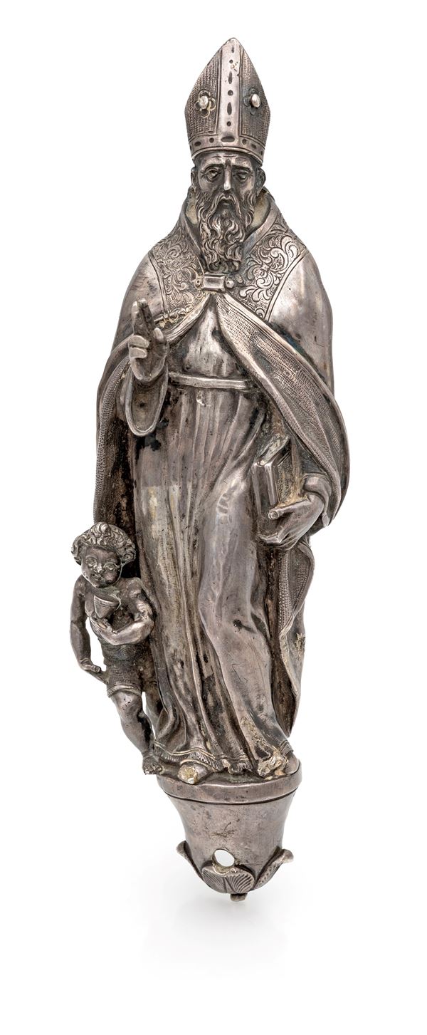 Fregio scultoreo in argento raffigurante Sant'Agostino
