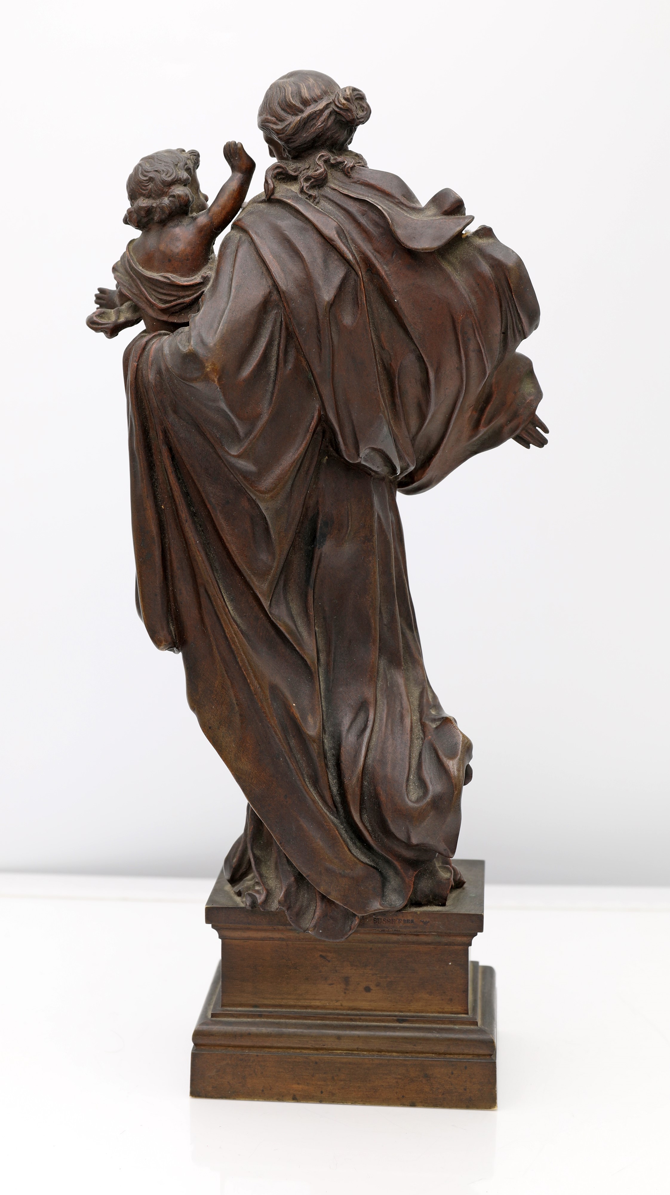 Susse Frères Fonderia D'arte - Madonna col Bambino, bronzo patinato