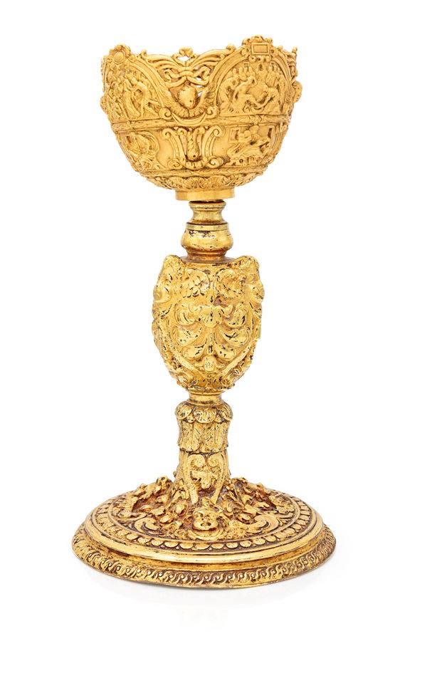 Calice liturgico in bronzo dorato, XVII secolo