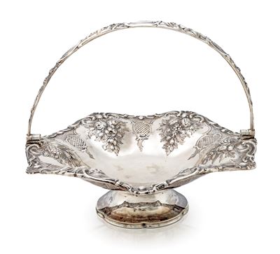 Cesto centrotavola in argento con manico, Londra, 1869