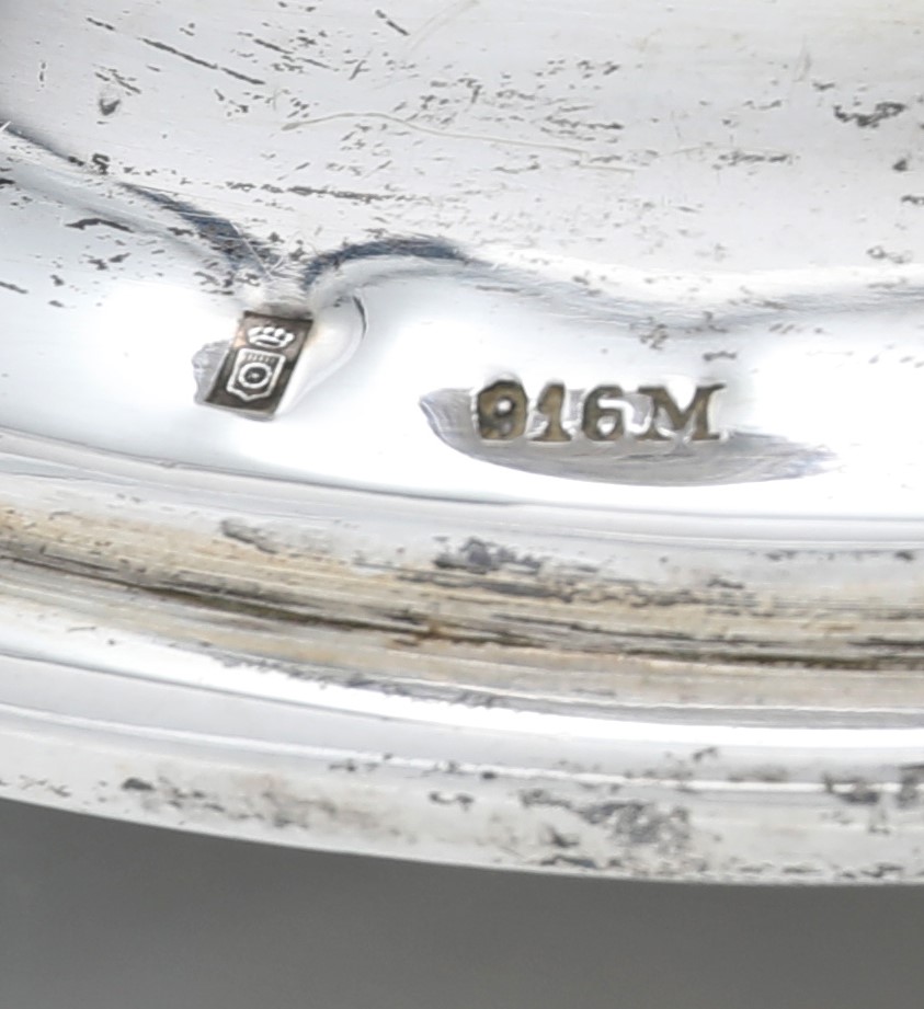Oggetto decorativo, Calamaio in argento 916/000 con campanella e campi per inchiostro, Spagna, XX...