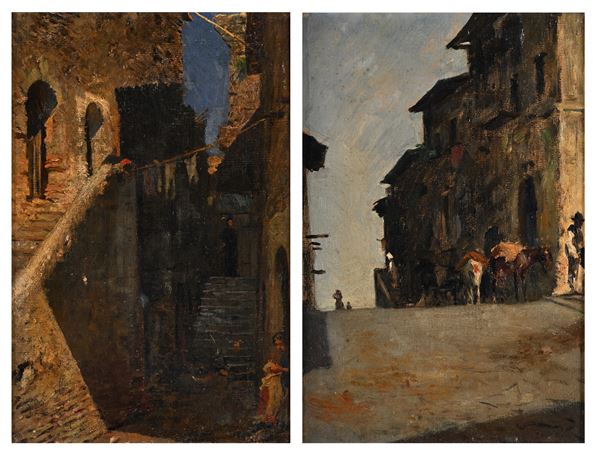 Attilio Simonetti - Due vedute di paesi laziali