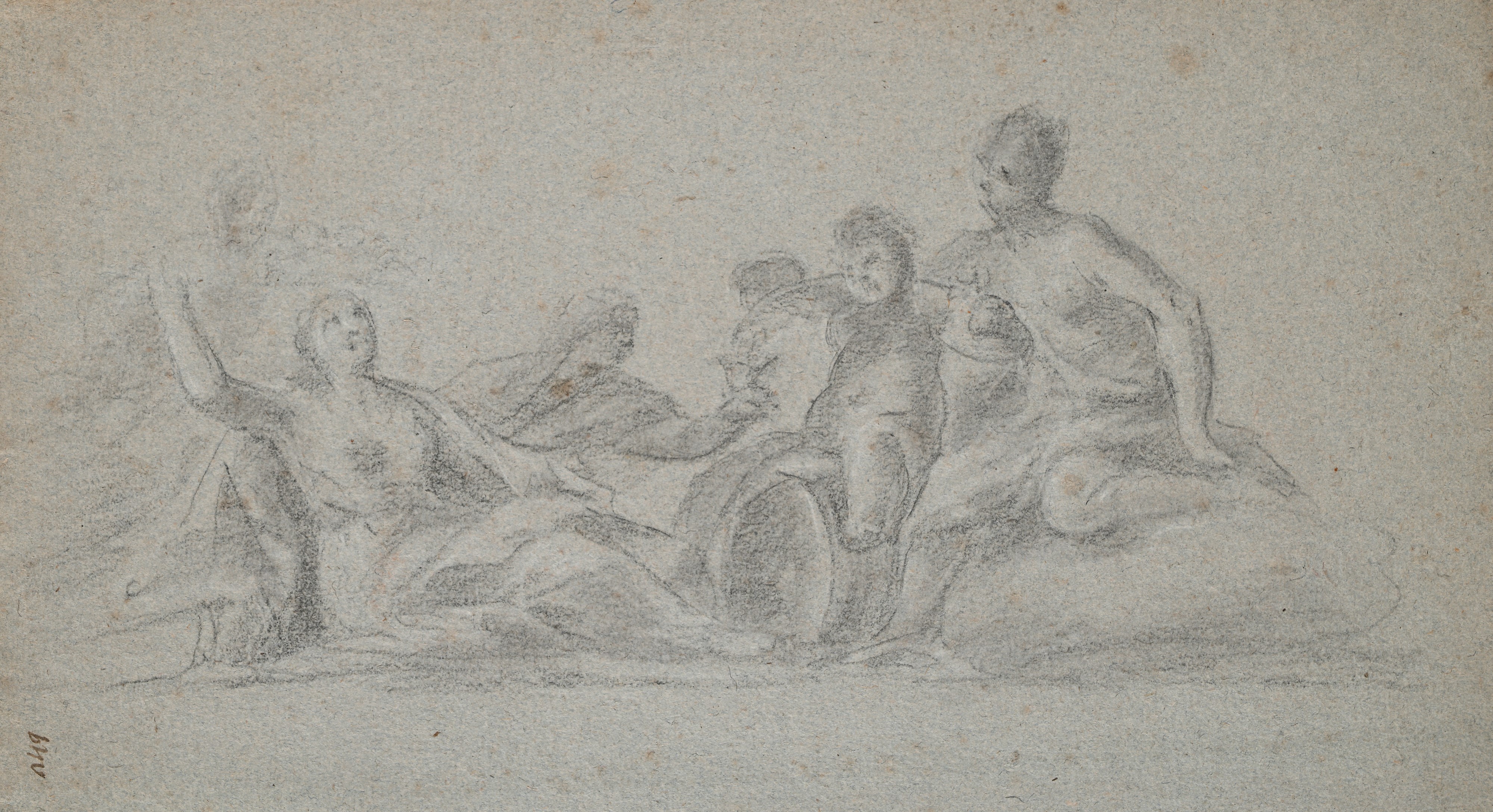 Recto: Studio di nudo accademico - Verso: Studio di scena mitologica