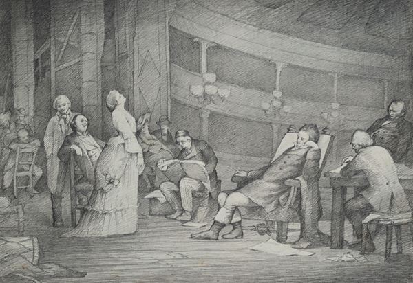 Recto: Scena teatrale - Verso: Dante e Virgilio all'inferno