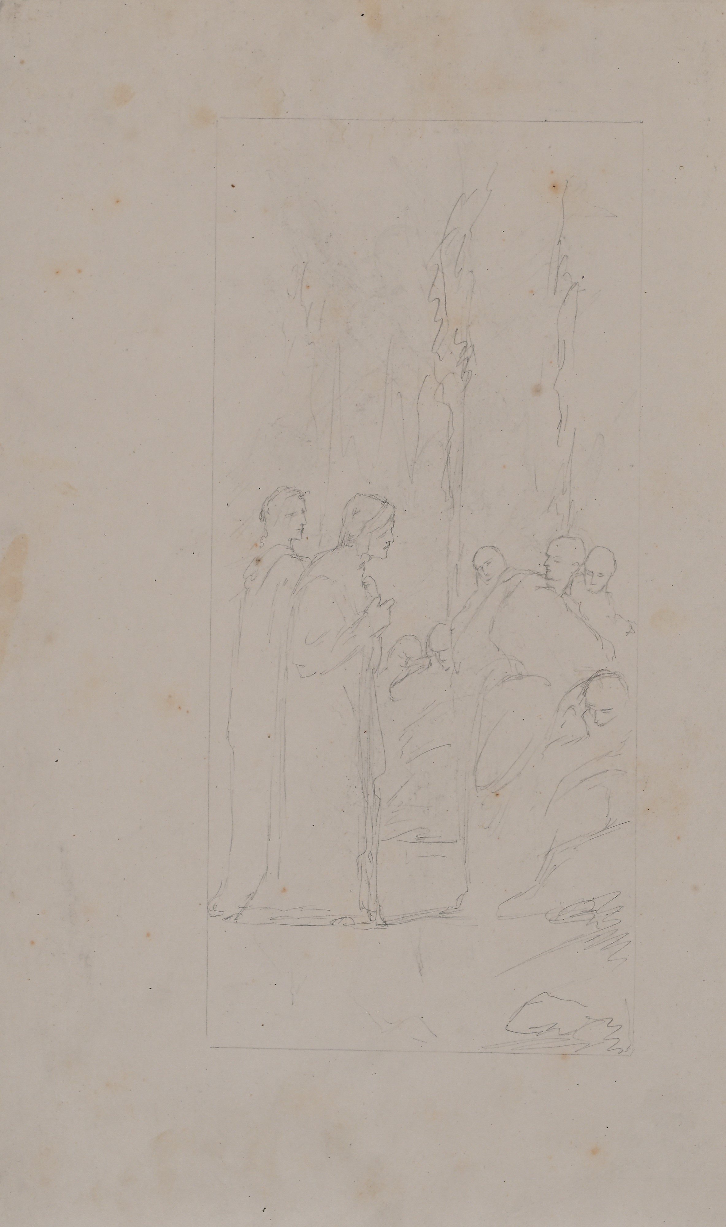 Recto: Scena teatrale - Verso: Dante e Virgilio all'inferno