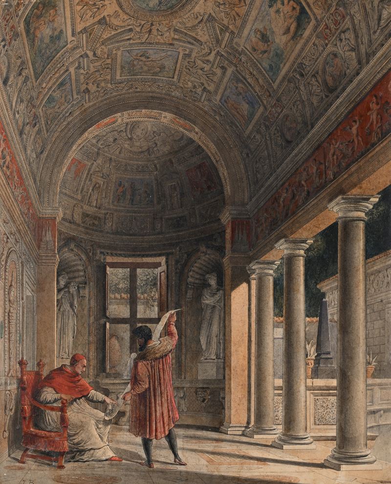 Michelangelo presenta il bozzetto al Papa