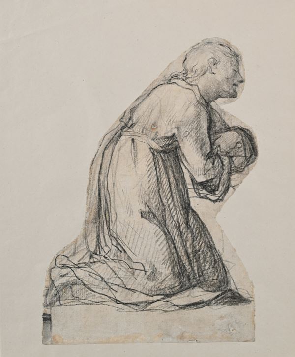 Scuola toscana del XVIII secolo - Studio di figura inginocchiata