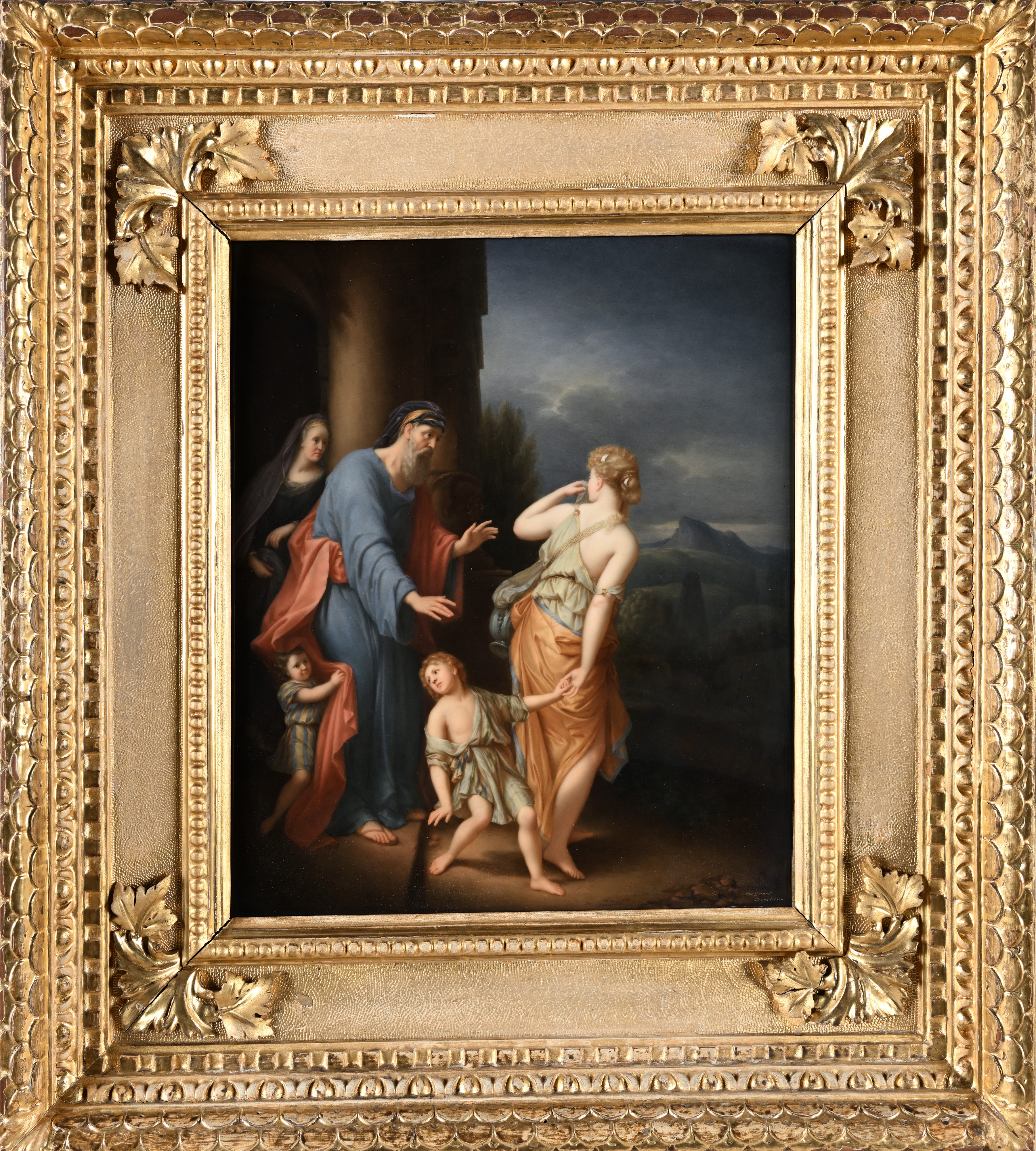 Pittore Tedesco, Prima Metà del XIX Secolo - Agar e Ismaele banditi dalla casa di Abramo, dipinto...