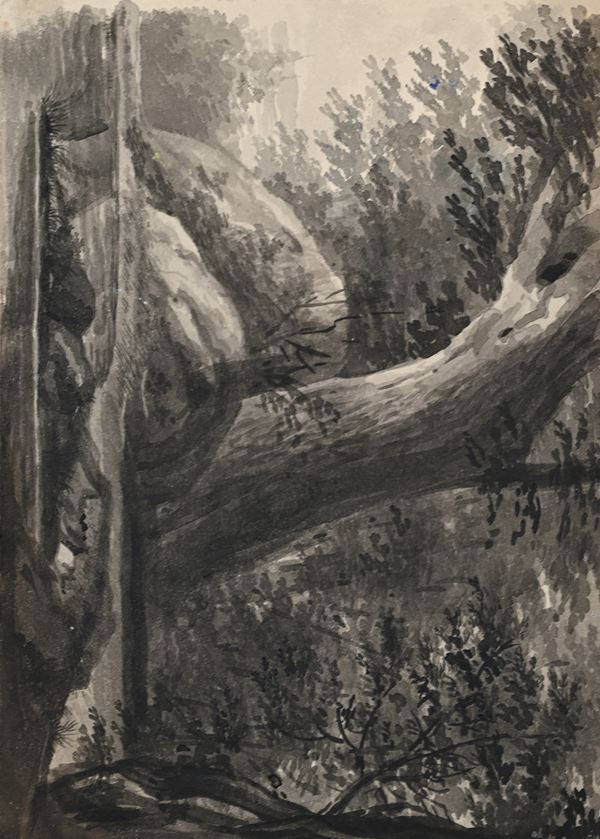 Charlotte-Napoléone Bonaparte : Veduta lacustre  (1821)  - Inchiostri acquerellati su carta - Auction Works on Paper - from the 16th to the 19th century - Casa d'Aste Arcadia