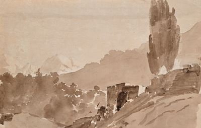 Recto: Veduta campestre; Verso: Veduta collinare