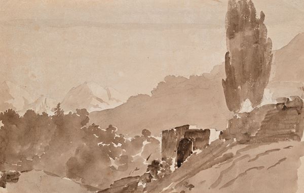 Recto: Veduta campestre - Verso: Veduta collinare