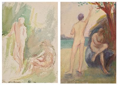 Coppia di studi con nudi