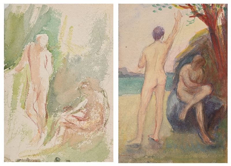Fernand Riblet - Coppia di studi con nudi