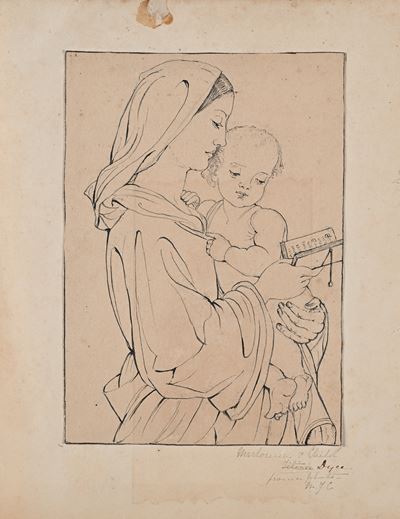 Madonna con Bambino, china su carta