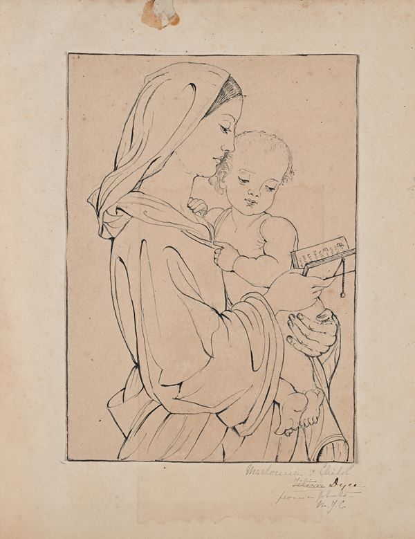 William Dyce : Madonna con Bambino  - China su carta - Auction Works on Paper - from the 16th to the 19th century - Casa d'Aste Arcadia