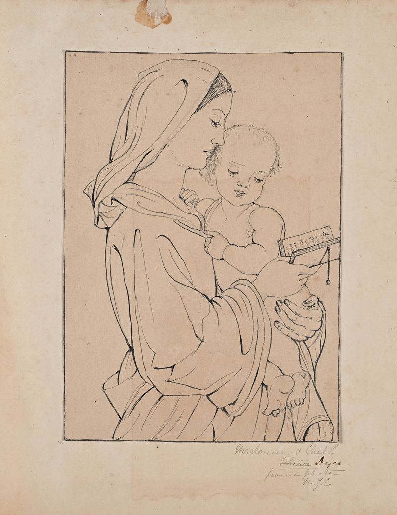 William Dyce - Madonna con Bambino, china su carta