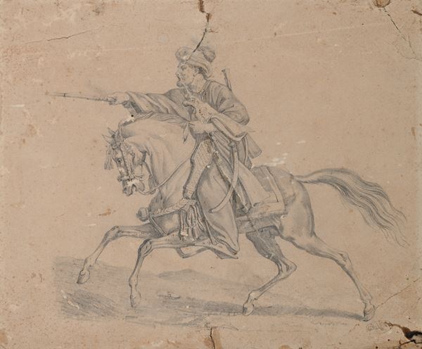 Atala Stamaty, chiamata Varcollier : Studio di cavaliere da Ingres  - Matita su carta - Asta Works on paper - dal XVI al XIX secolo - Casa d'Aste Arcadia