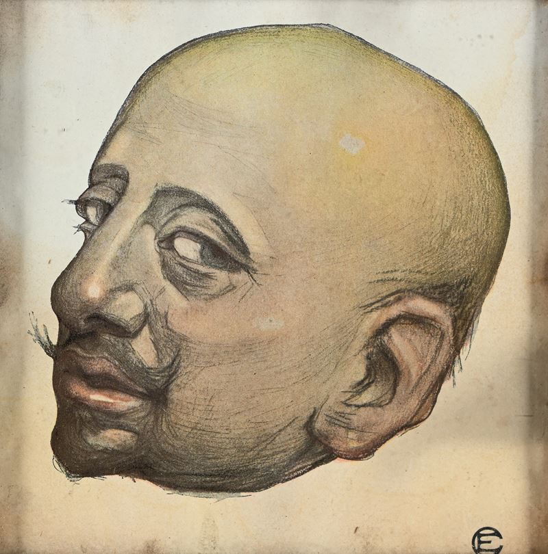 Ezio Castellucci - Ritratto di Gabriele D'Annunzio, litografia a colori