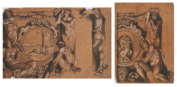 Scuola italiana del XVIII secolo - Salmaci ed Ermafrodito - Ero e Leandro