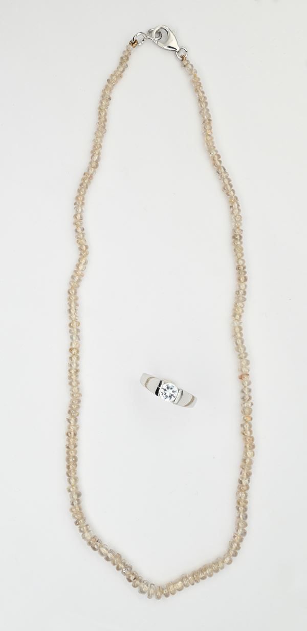 Anello e collana in argento e zirconi