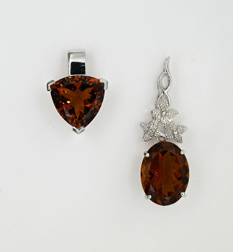 Argento 925/1000, Due pendenti in argento e quarzi
