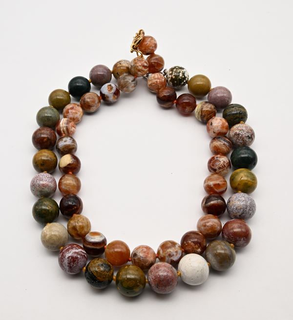 Coppia di collane in diaspro e argento  - Auction Time Auction -  Gems of a Thousand Colors - Casa d'Aste Arcadia