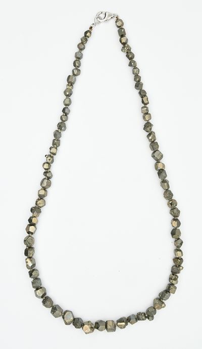 Argento 925/000, collana con pirite in taglio grezzo