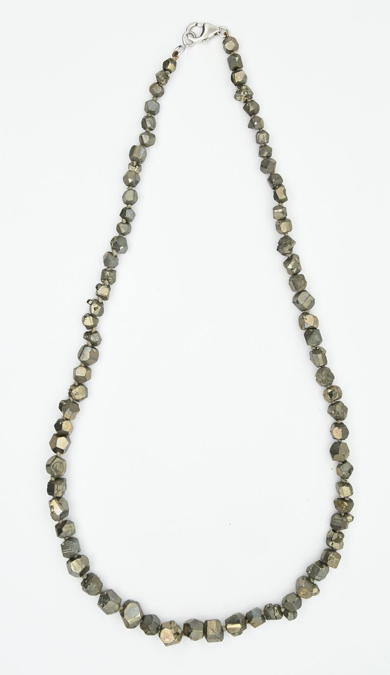 Argento 925/000, collana con pirite in taglio grezzo