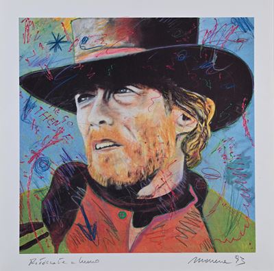 Clint Eastwood, acrilici su base serigrafica