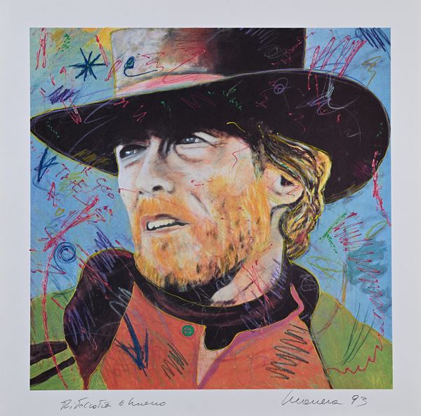 Enrico Manera : Clint Eastwood  (1993)  - Acrilici su base serigrafica - Auction Time Auction - Modern and Contemporary Art - Casa d'Aste Arcadia